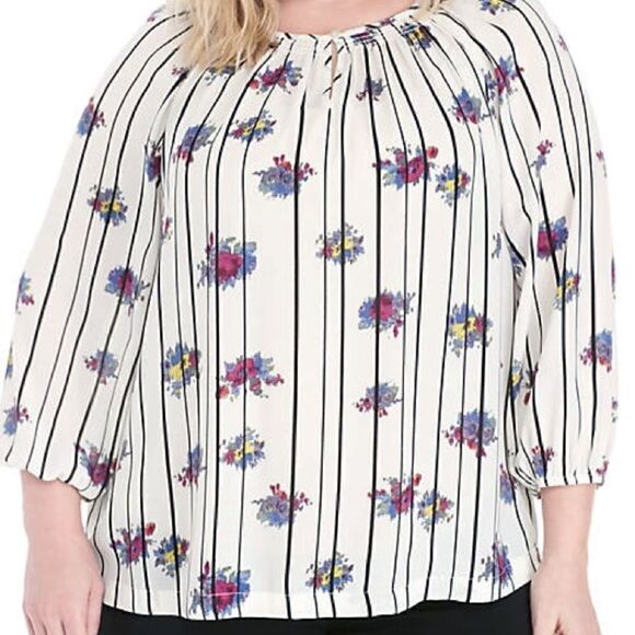 NWT Kaari Blue Plus Size Long Sleeve Peasant 1X - Picture 2 of 4